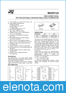 STMicroelectronics M54HC123 datasheet