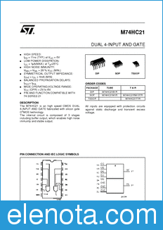 STMicroelectronics M74HC21B1R datasheet