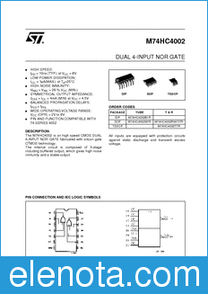 STMicroelectronics M74HC4002B1R datasheet