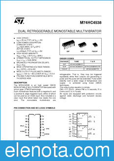 STMicroelectronics M74HC4538B1R datasheet