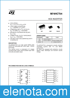 STMicroelectronics M74HCT04B1R datasheet