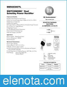 ON Semiconductor MBR2030CTL datasheet
