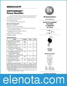 ON Semiconductor MBR2545CTP datasheet