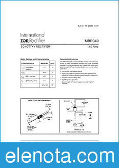 International Rectifier MBR340 datasheet
