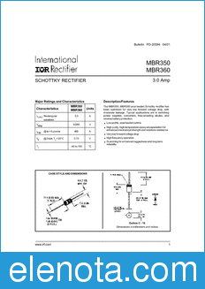 International Rectifier MBR350 datasheet