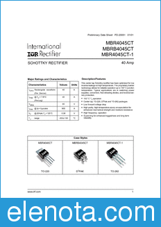 International Rectifier MBR4045CT datasheet