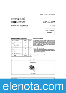 International Rectifier MBR4045WT datasheet