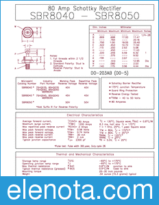 Microsemi MBR8045 datasheet