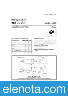 International Rectifier MBRA140TR datasheet