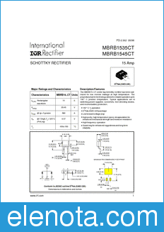 International Rectifier MBRB1545CT datasheet