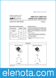 International Rectifier MBRB1645 datasheet