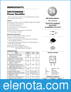 ON Semiconductor MBRB3030CTL datasheet