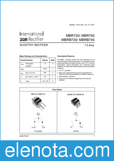 International Rectifier MBRB745 datasheet