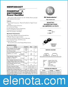 ON Semiconductor MBRP30045CT datasheet