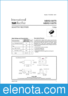 International Rectifier MBRS1100TR datasheet