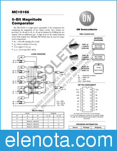 ON Semiconductor MC10166 datasheet