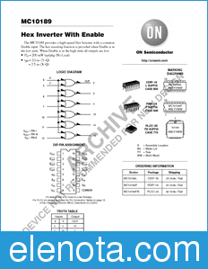 ON Semiconductor MC10189 datasheet