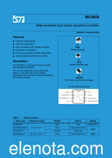 STMicroelectronics MC4558 datasheet