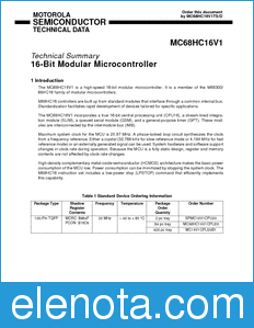 Motorola MC68HC16V1TS datasheet