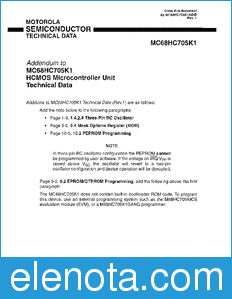 Motorola MC68HC705K1AD datasheet