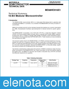 Motorola MC68HC916X1TS datasheet