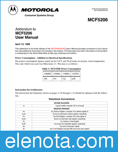 Motorola MCF5206UMAD datasheet