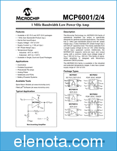 Microchip Technology MCP6001 datasheet