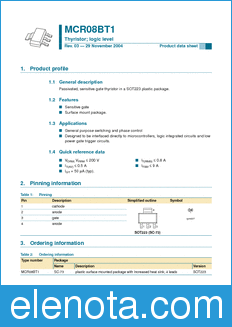 Philips MCR08BT1 datasheet