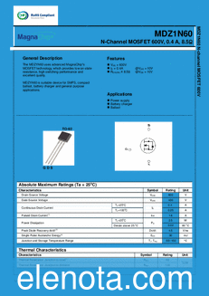 MagnaChip Semiconductor Ltd. MDZ1N60 datasheet