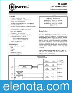 Zarlink Semiconductor MH88400 datasheet