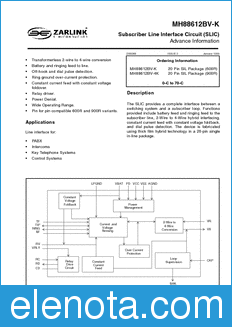 Zarlink Semiconductor MH88612BV-K datasheet