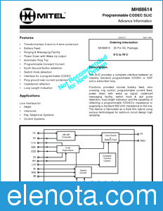 Zarlink Semiconductor MH88614 datasheet