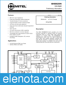 Zarlink Semiconductor MH88620IN datasheet