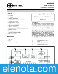 Zarlink Semiconductor MH88622 datasheet