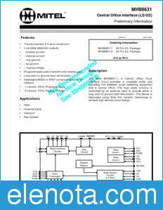 Zarlink Semiconductor MH88631 datasheet