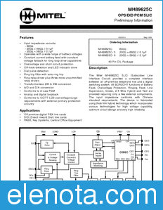 Mitel Semiconductor MH89625C datasheet