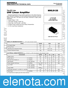 Motorola MHL9125 datasheet