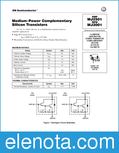 ON Semiconductor MJ2501 datasheet