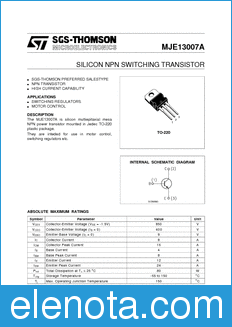 STMicroelectronics MJE13007A datasheet