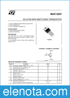 STMicroelectronics MJE13007 datasheet