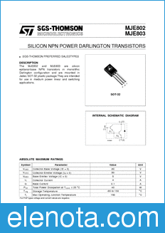 STMicroelectronics MJE802 datasheet