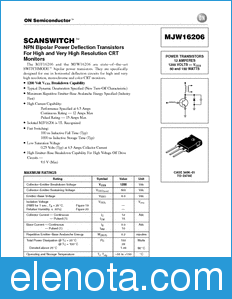 ON Semiconductor MJW16206 datasheet