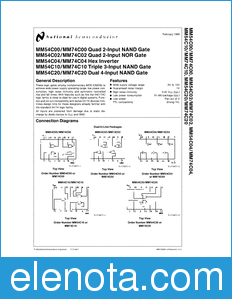 National Semiconductor MM54C00 datasheet