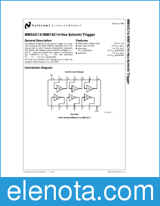 National Semiconductor MM54C14 datasheet