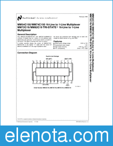 National Semiconductor MM54C150 datasheet
