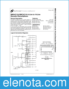National Semiconductor MM54C154 datasheet