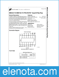 National Semiconductor MM54C173 datasheet