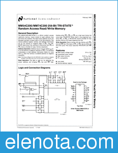 National Semiconductor MM54C200 datasheet