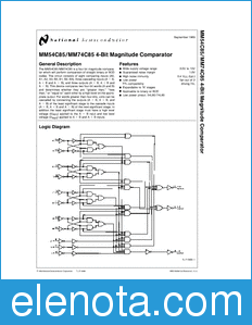 National Semiconductor MM54C85 datasheet