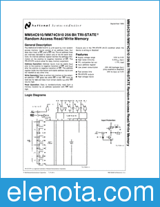 National Semiconductor MM54C910 datasheet